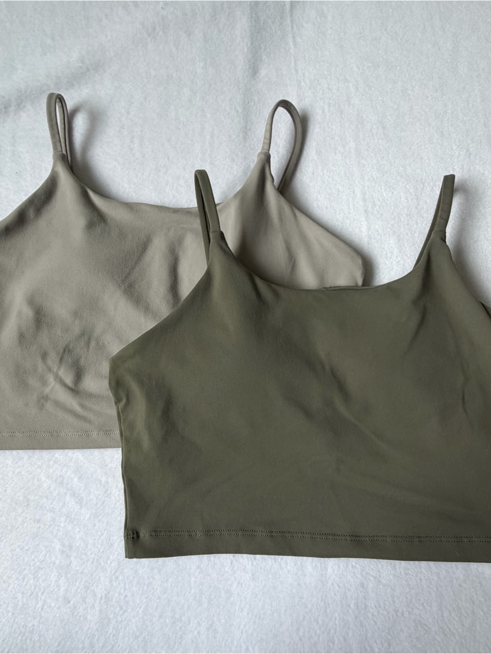 Lemedy Longline Sports Bra Bundle Olive Green Gray Padded Yoga Tanks Large